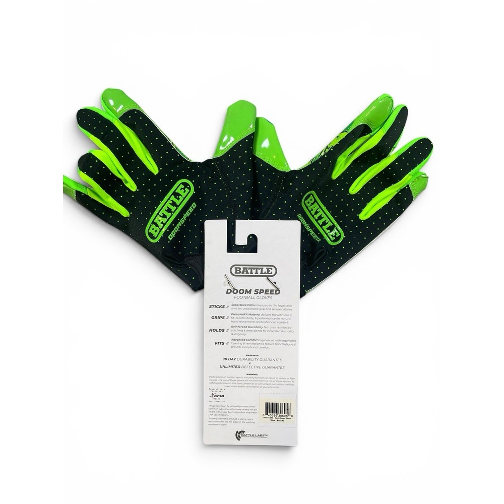 Battle Sports Youth "Slime" Doom Speed Receiver Football Glove XL - Picture 3 of 4